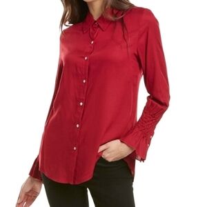 Nanette Lepore Red Sangria Rayon Peasant Sleeve Blouse Size S